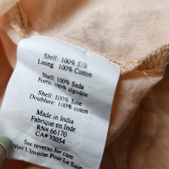 Anthropologie Anupamaa Dress Size L Silk Beige Bohemian Floral Costa Mira Maxi - Picture 6 of 9